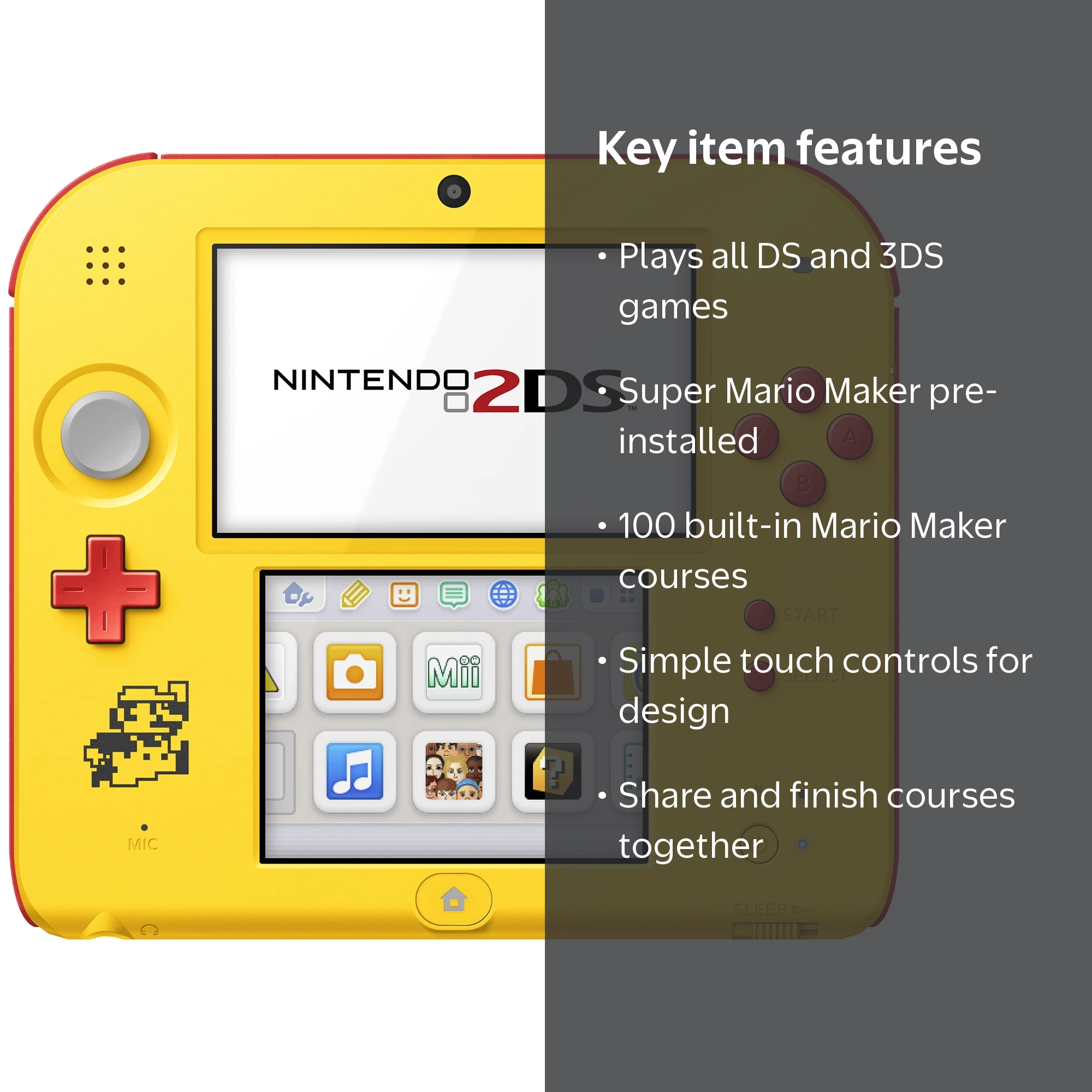 Restored Nintendo 2DS System with Super Mario Maker (Pre-Installed