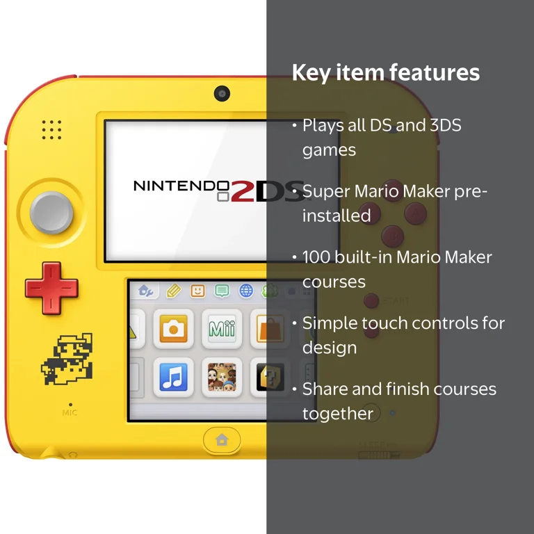 Nintendo 2DS System with Super Mario Maker (Pre-Installed), Yellow