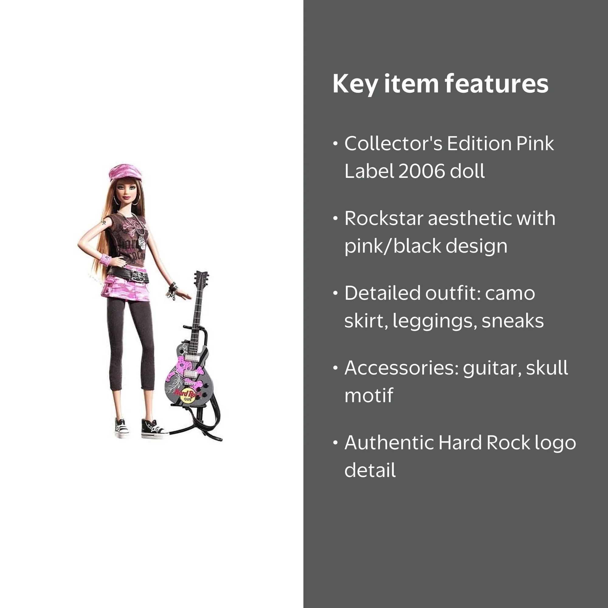 Hard Rock Barbie Doll Pink Label 2006 Mattel K7906 - Walmart.com