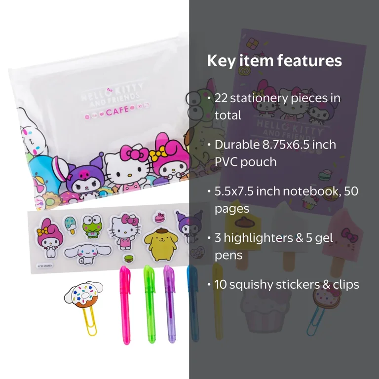 Sanrio Hello Kitty 22 Piece Stationery Pouch Set - Walmart.com