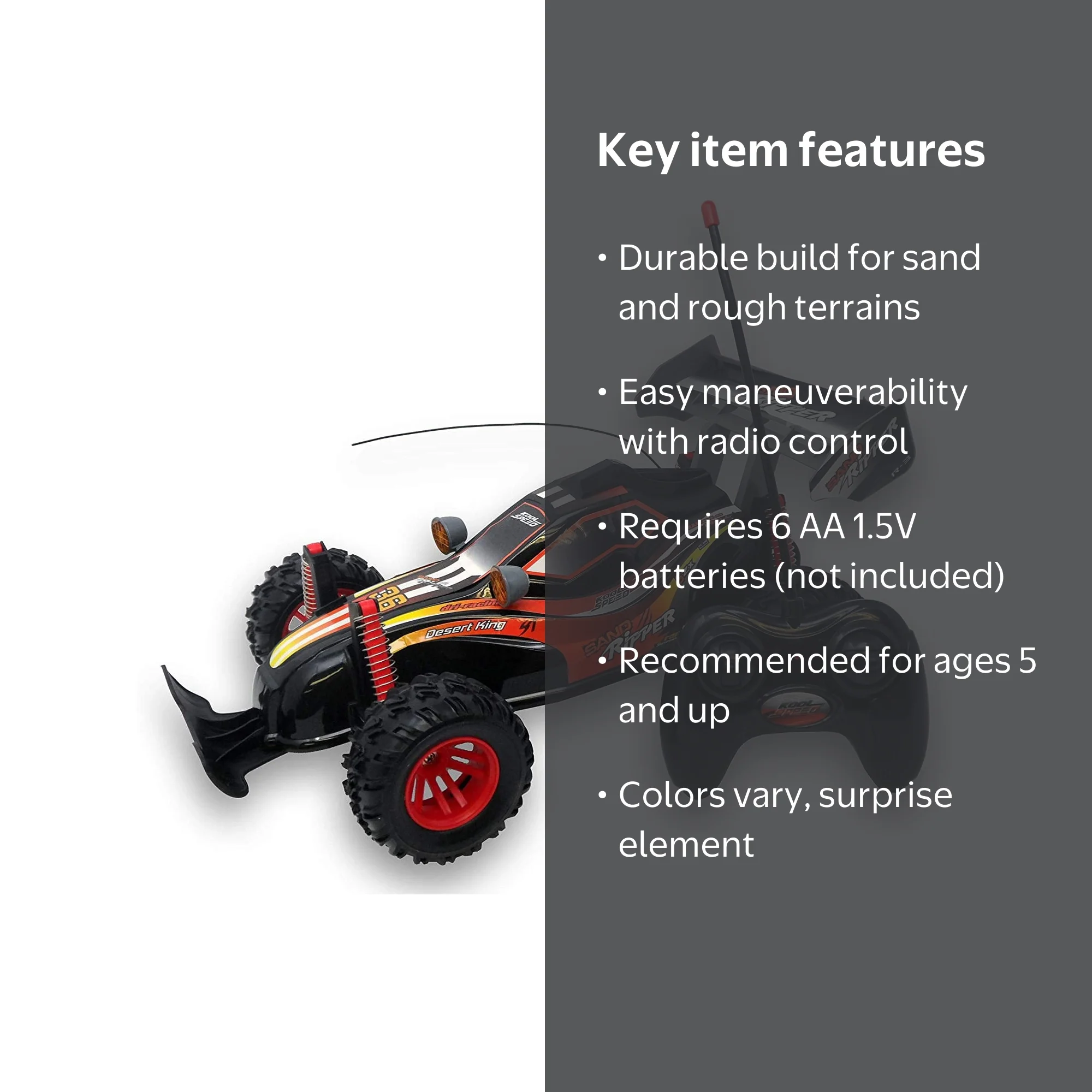 Sand Ripper Rally Car - High-Speed Outdoor RC, 6XAA 1.5V, For 5+