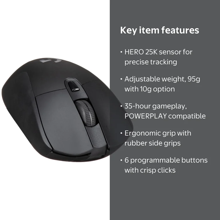Logitech G703 LIGHTSPEED Wireless Gaming Mouse, HERO 25K Sensor