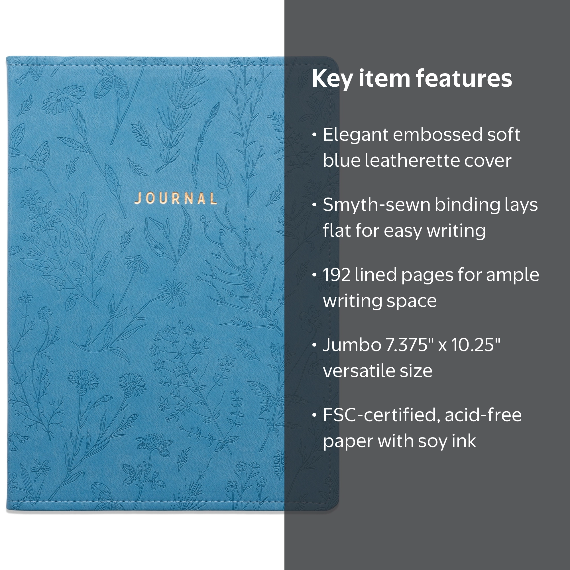 ✨️JOURNAL STANDARD✨️【VARNY】LEICESTER Pen + Gear Leatherette Embossed Jumbo Journal, Blue, 192 Lined