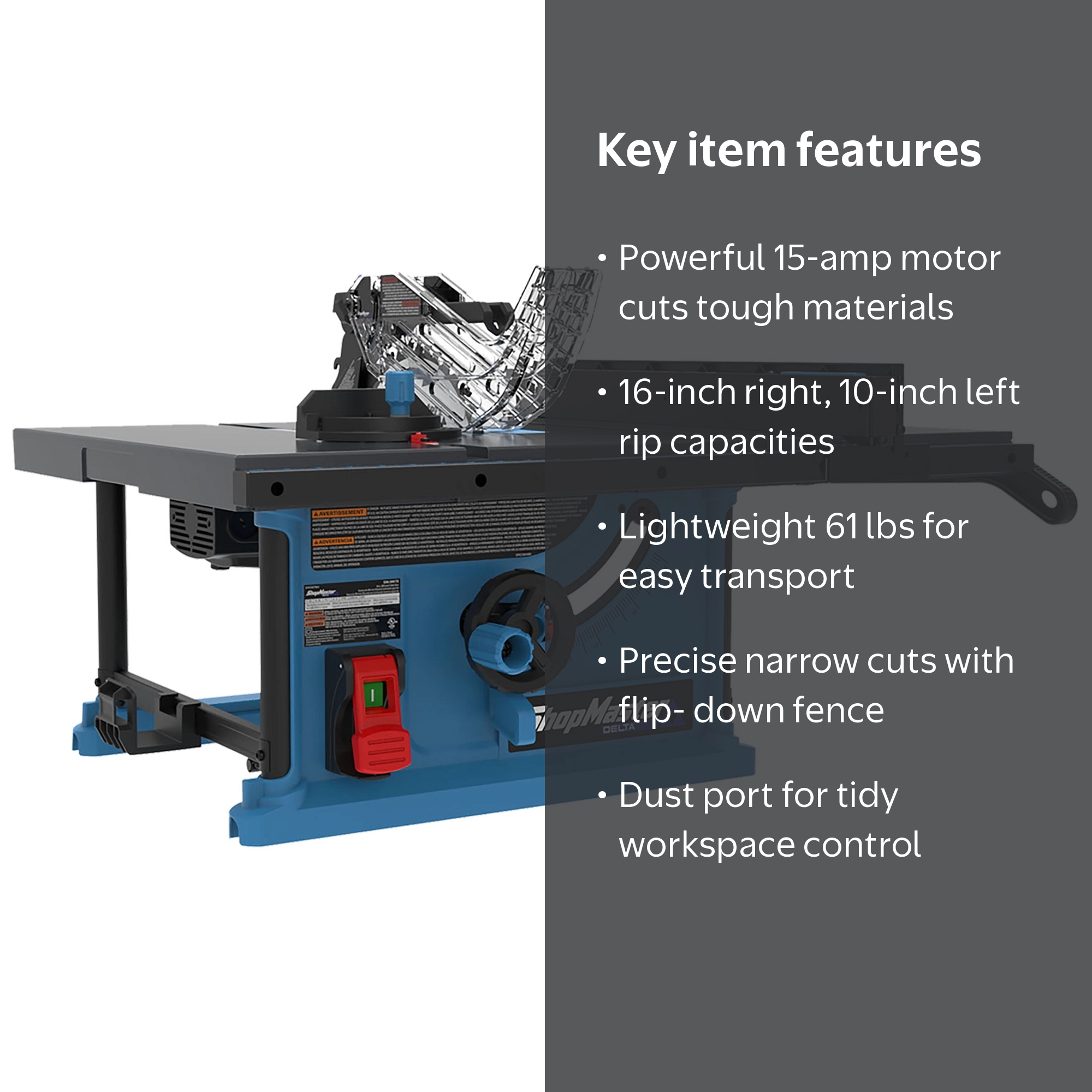 Delta ShopMaster 15A 10 inch Portable Table Saw - Walmart.com