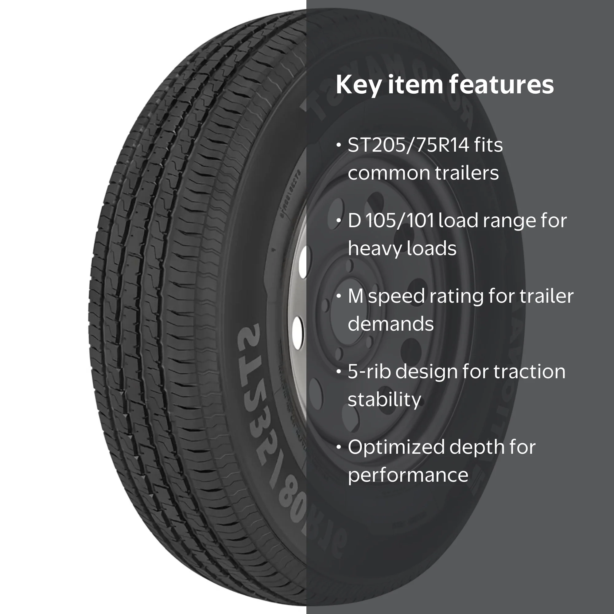 National Road Max, Various Sizes Available, ST ST205/75R14 105 