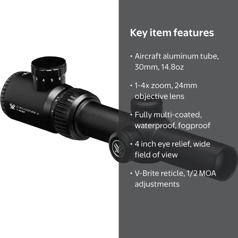 Vortex Optics Crossfire II Riflescope 1-4x24mm, V-Brite Reticle