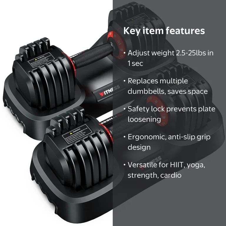 GIKPAL 50LB(25lbs*2) Adjustable Dumbbells Set,10 in 1 Quick-Select