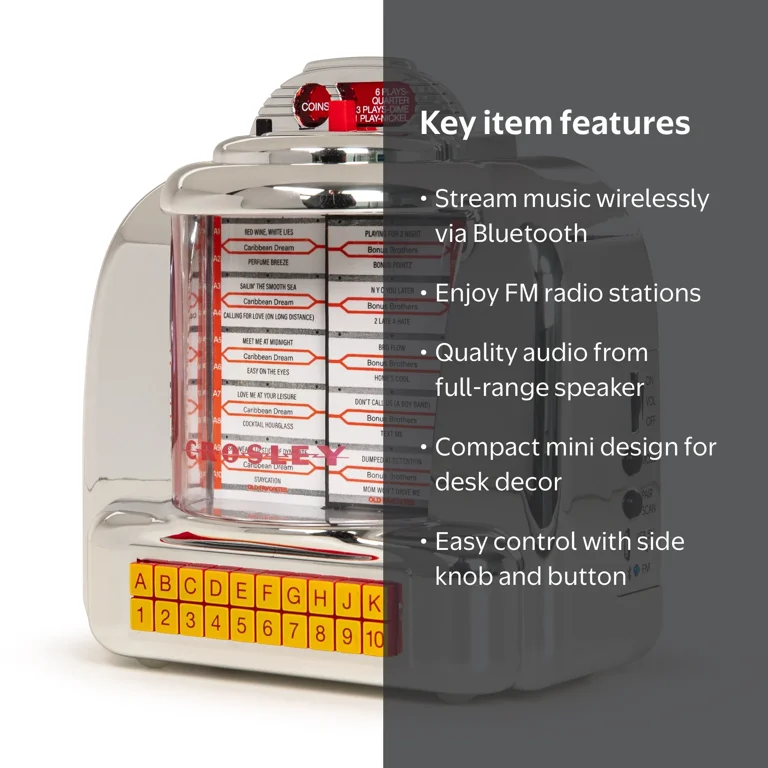 Crosley, Diner Bluetooth FM Radio Jukebox, CR1120A-SI, Multicolor