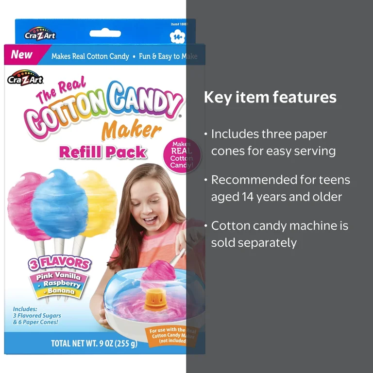 Cra-Z-Art New Real Cotton Candy Refill Variety Pack, Play Food