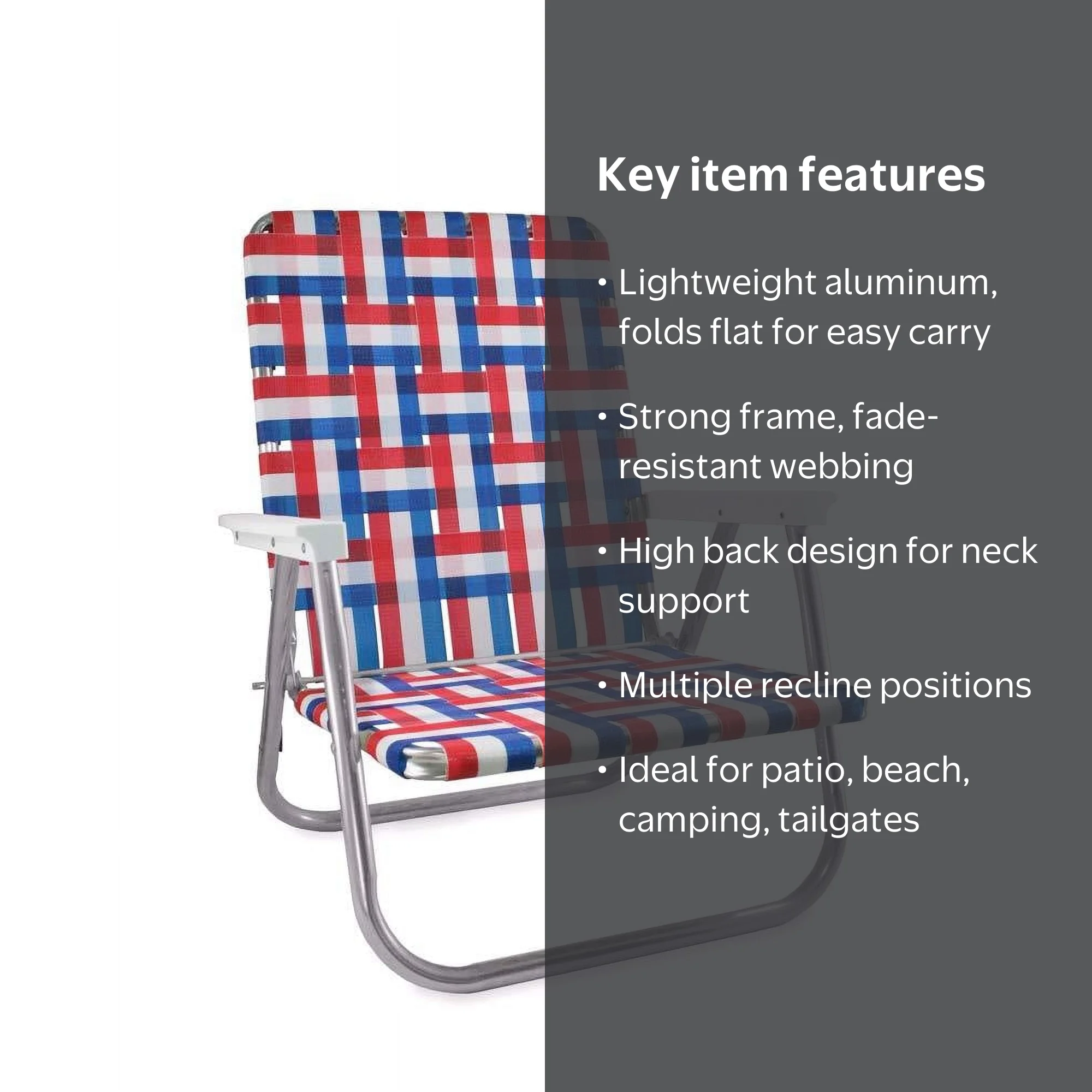 Lawn Chair USA: Foldable Outdoor Adult Yard Chair with Durable