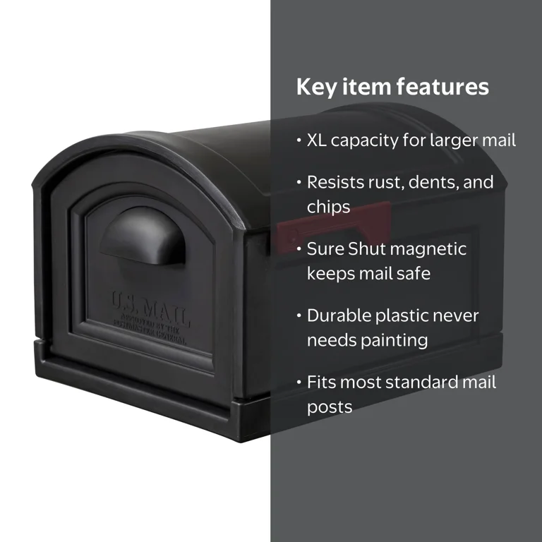 ポスト　メイルボックス Step2 Classic Black Town-to-Town XL Post-Mount Mailbox - Walmart.com