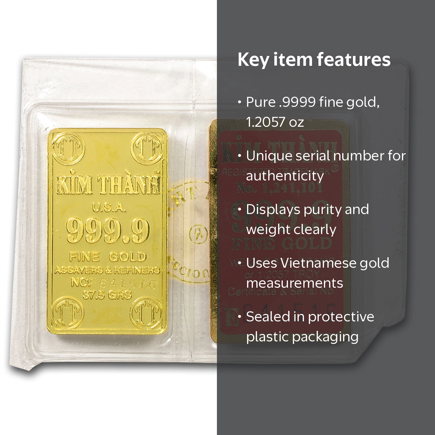 Vietnamese Origin Gold Bar, Kim - Thành, Precious Metals, 1.2057