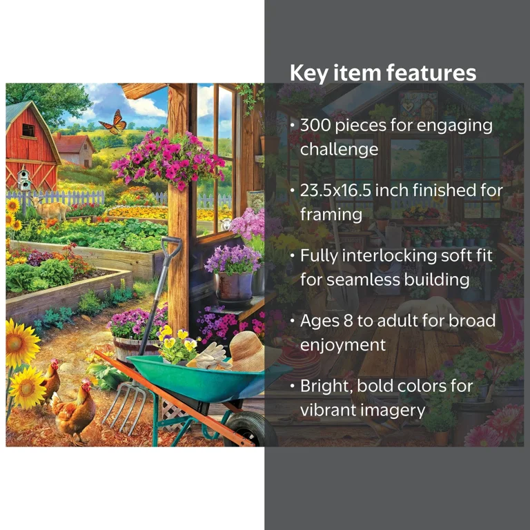 RoseArt 300-Piece Garden Shed Flower Jigsaw Puzzle - Vivid Colors