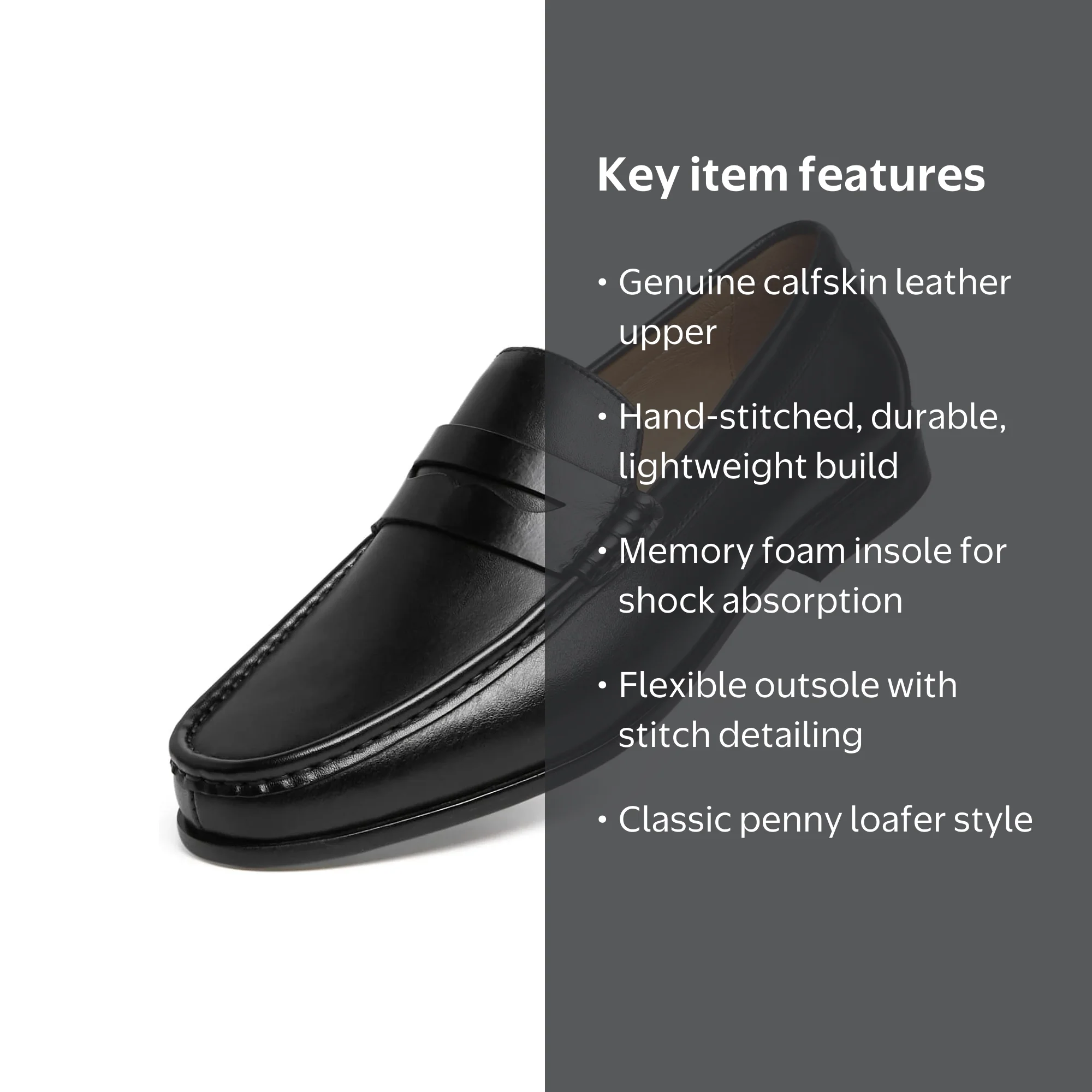 Journey West Mens Genuine Leather Dress Shoes Slip on Penny Loafers for Men 7.5 Journey West Mens Penny Loafers with Genuine Leather  main image 4