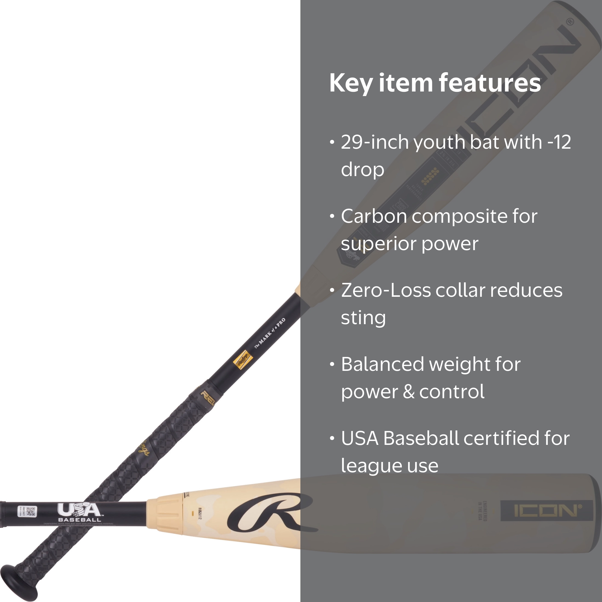 2025 Rawlings Icon USA Youth Baseball Bat | 29-inch | -12