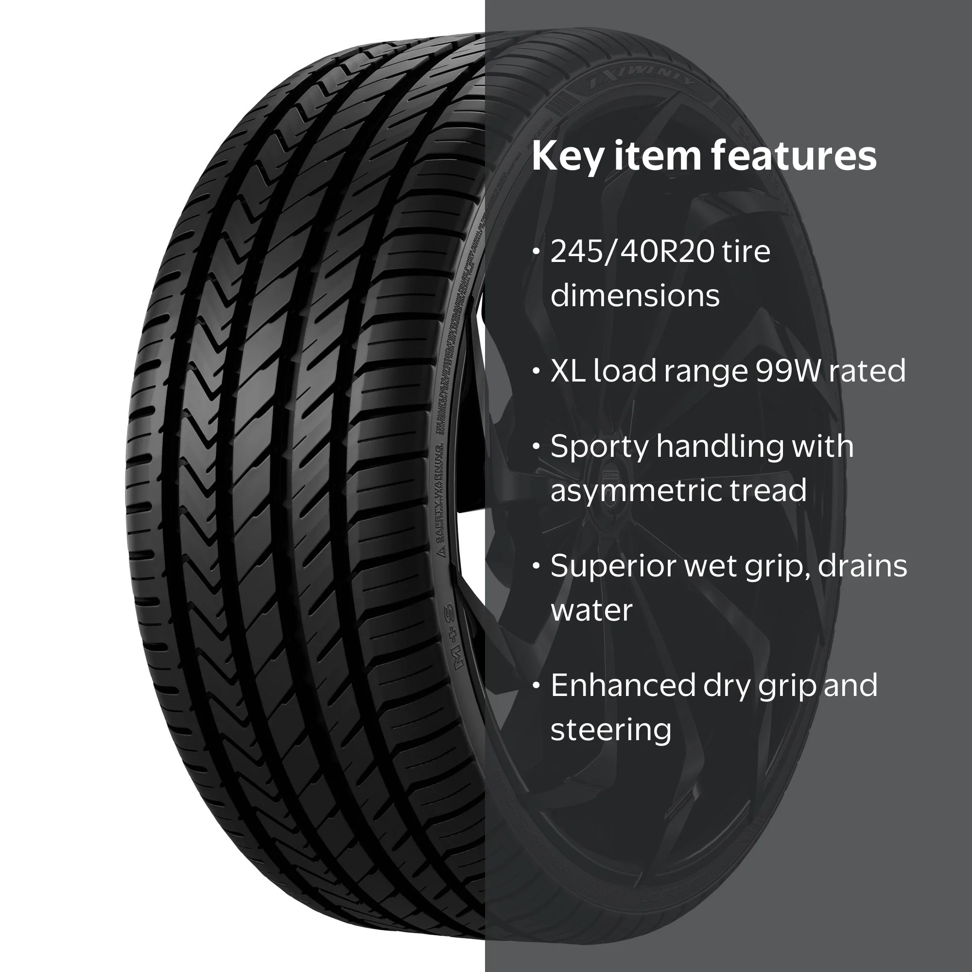 Lexani, Passenger Tire, 245/40R20, XL, 99W, Black, Performance