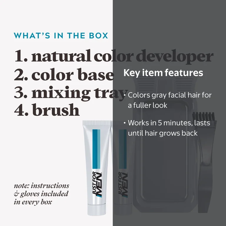 Just For Men Mustache & Beard Dye, M-50 1ct with Brush Included