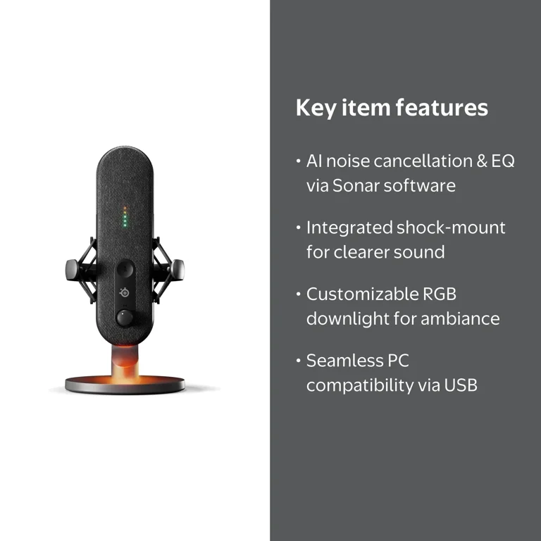 SteelSeries Alias USB Gaming Microphone for PC with RGB LED