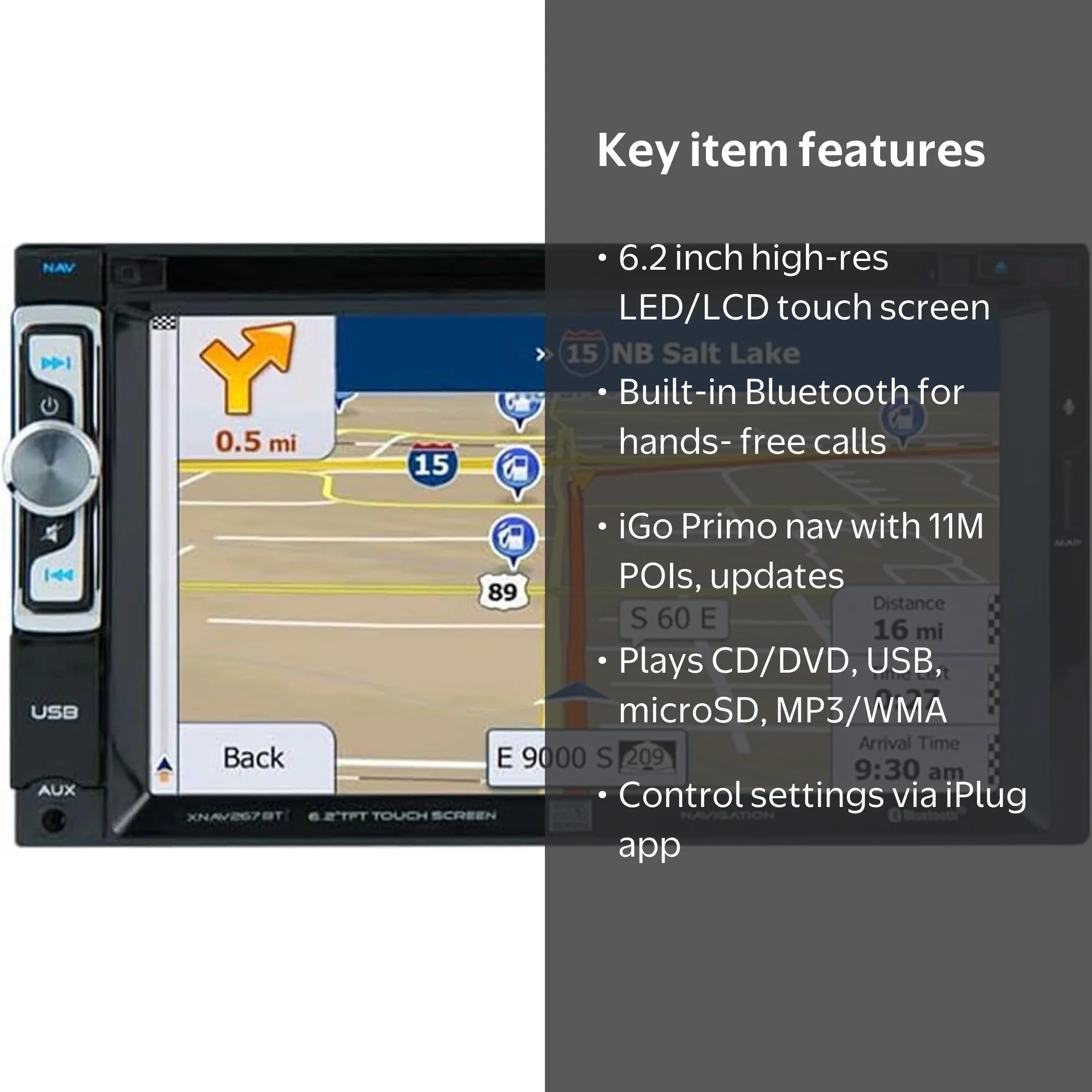 Dual Electronics 6.2'' Car Stereo, Built-in Navigation, Bluetooth