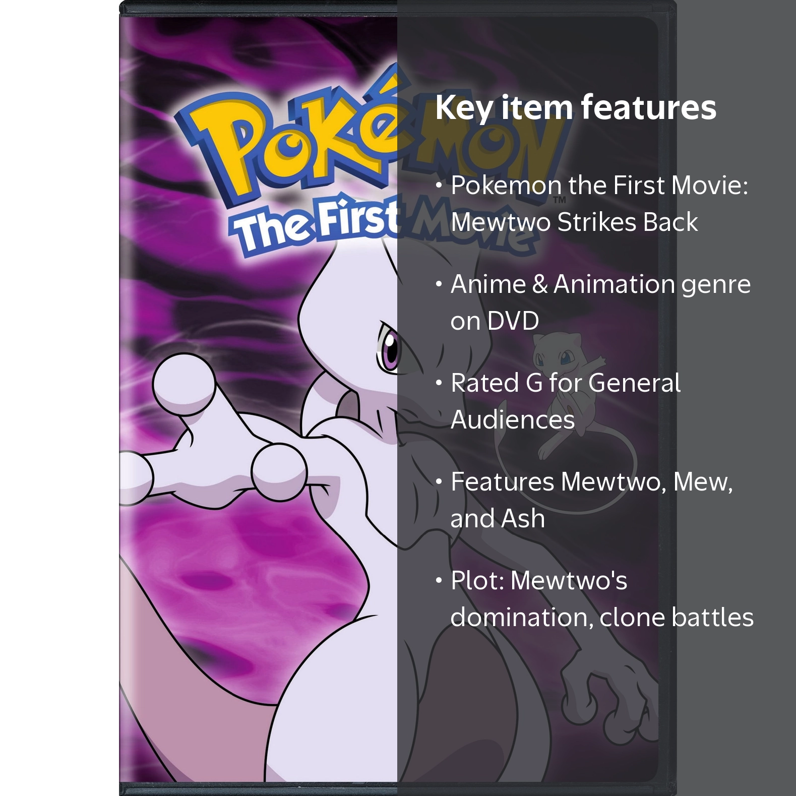 mewtwo pokemon the first movie card value - (3) Included in an acrylic case for lasting preservation and featuring a striking image of the captivating character Warner Bros, DVD, Pokemon the