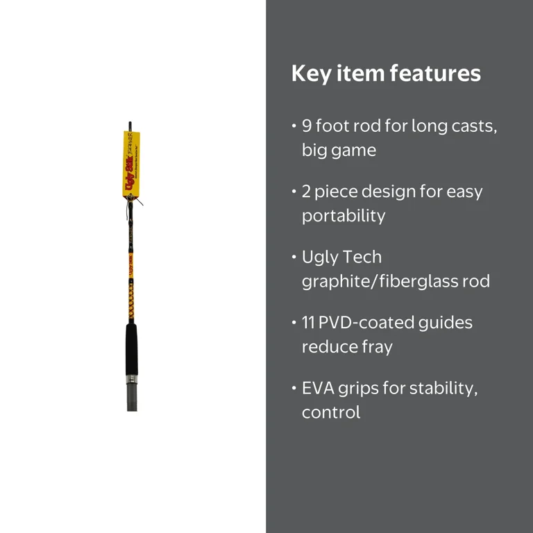 big ugly stik rod BWSUAR80130C56 Bigwater Stand Up Conventional Paired with Fuji reel seats and comfortable EVA grips Ugly Stik Bigwater Spinning Rod