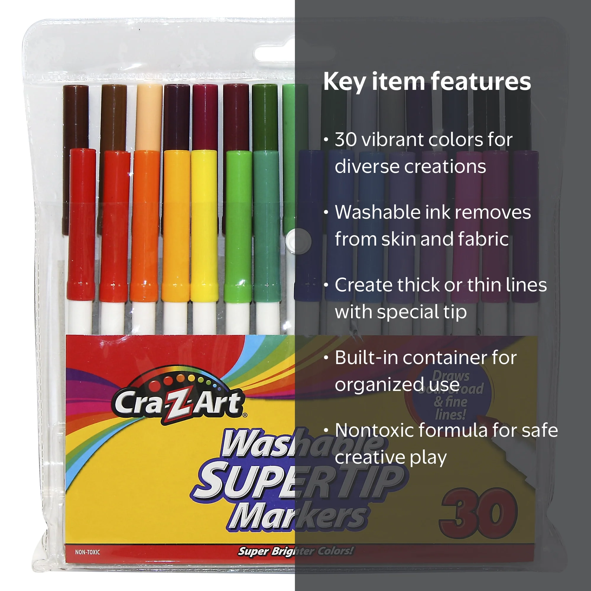 Cra-Z-Art Washable Super Tip Markers, 30 Count - Walmart.com