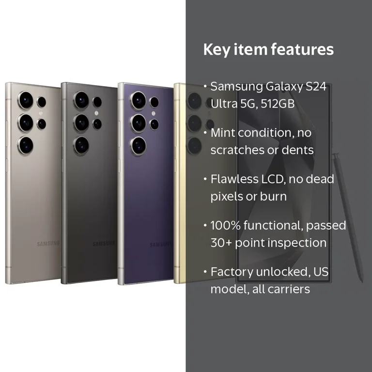 Open Box Samsung Galaxy S24 Ultra 5G, 512GB, Gray, Unlocked (AT&T