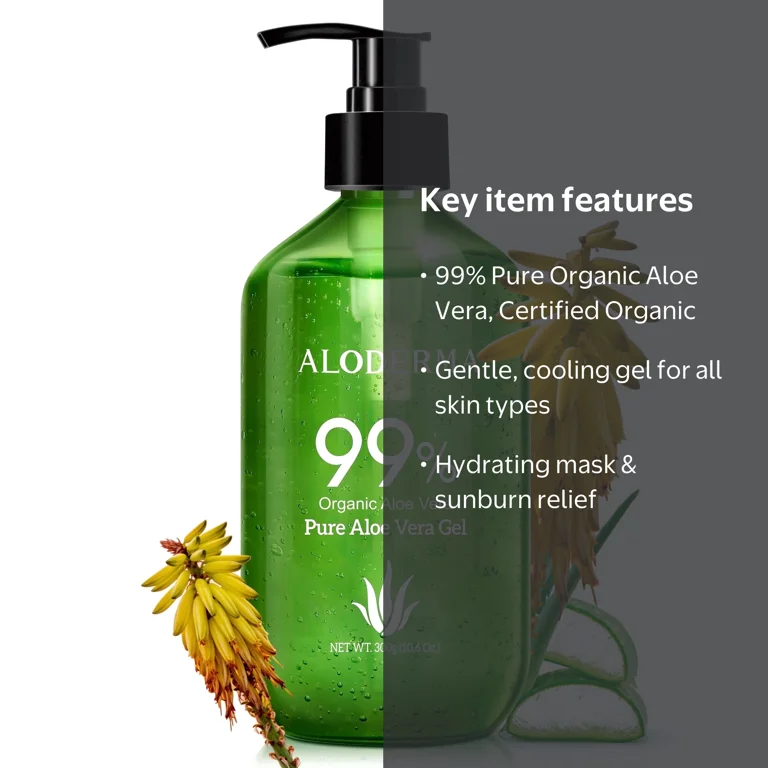 Aloderma, Aloe Vera Gel, 99% Organic, 300g, Eco-Friendly - Walmart.com