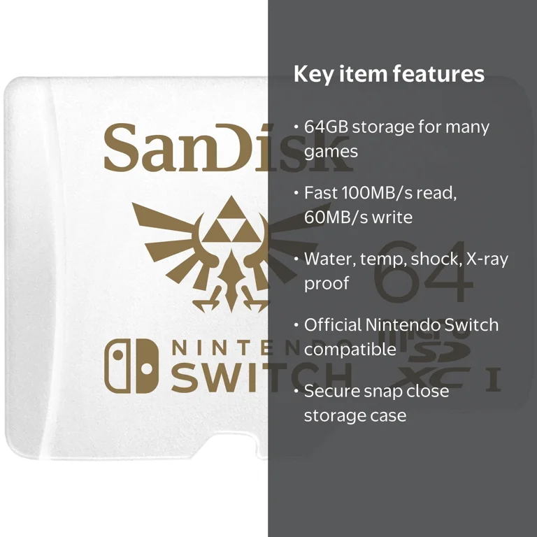 SanDisk 64GB microSDXC UHS-I Memory Card Licensed for Nintendo
