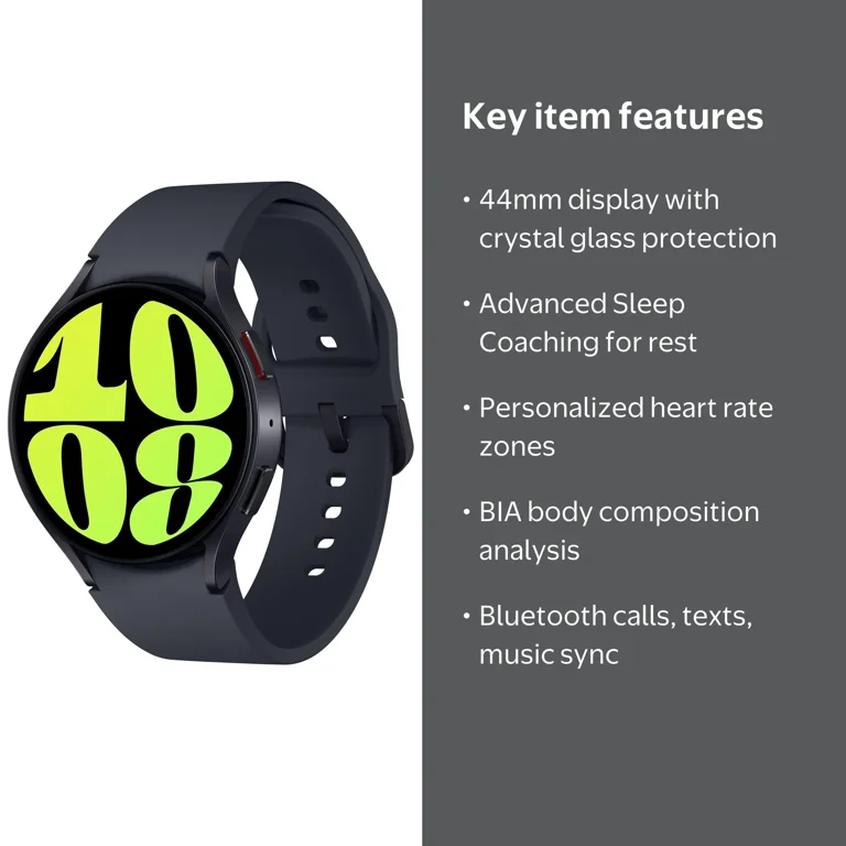 Samsung Galaxy Watch6, 44mm, Bluetooth, Graphite, Fitness and