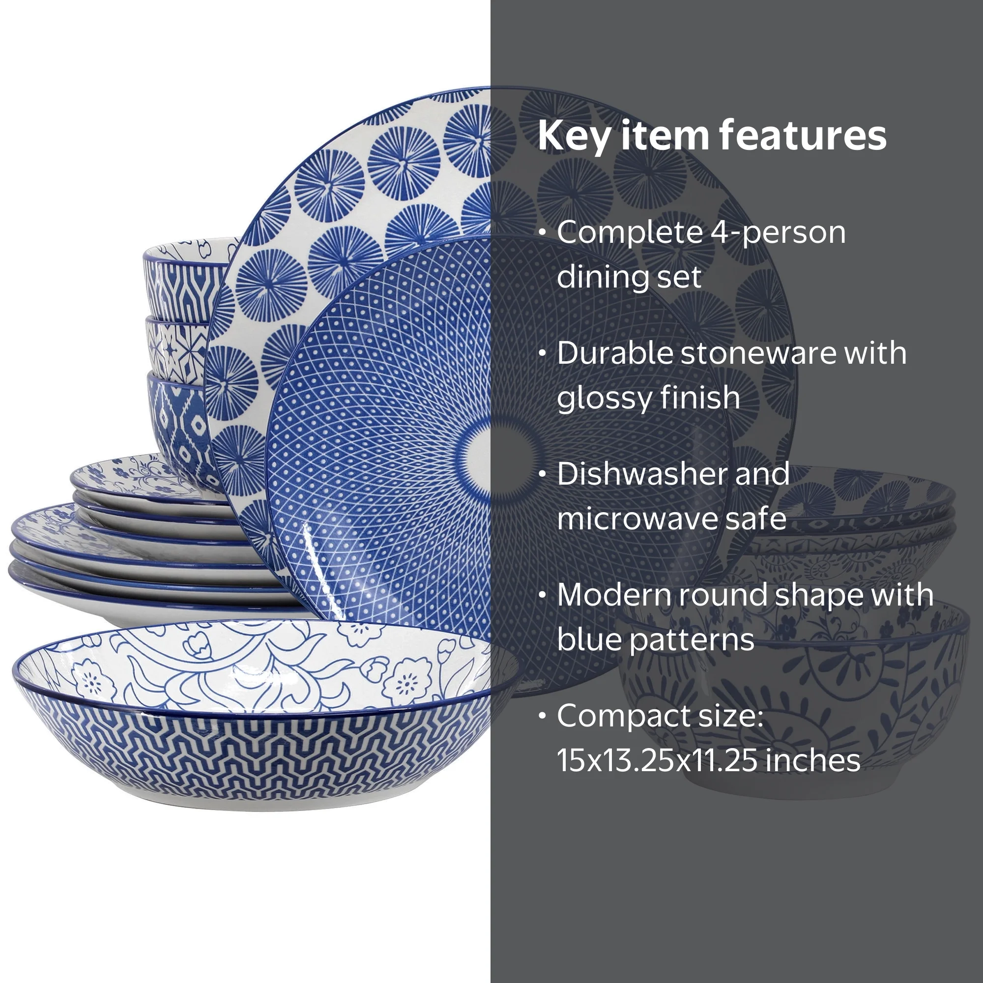 新品）MARIA Aurora Stone Aroma 2種セット Elama Aurora 16 Piece Assorted Porcelain Double Bowl Dinnerware