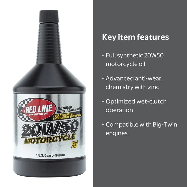Red Line Full Synthetic Motorcycle Engine Oil 20W50 - 1 Qt. (42504