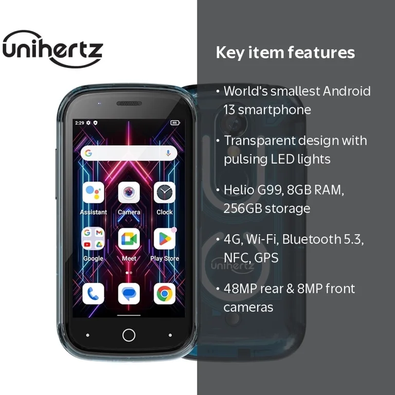 Unihertz Jelly Star: Smallest 4G Android 13, Blue, LED, NFC OTG