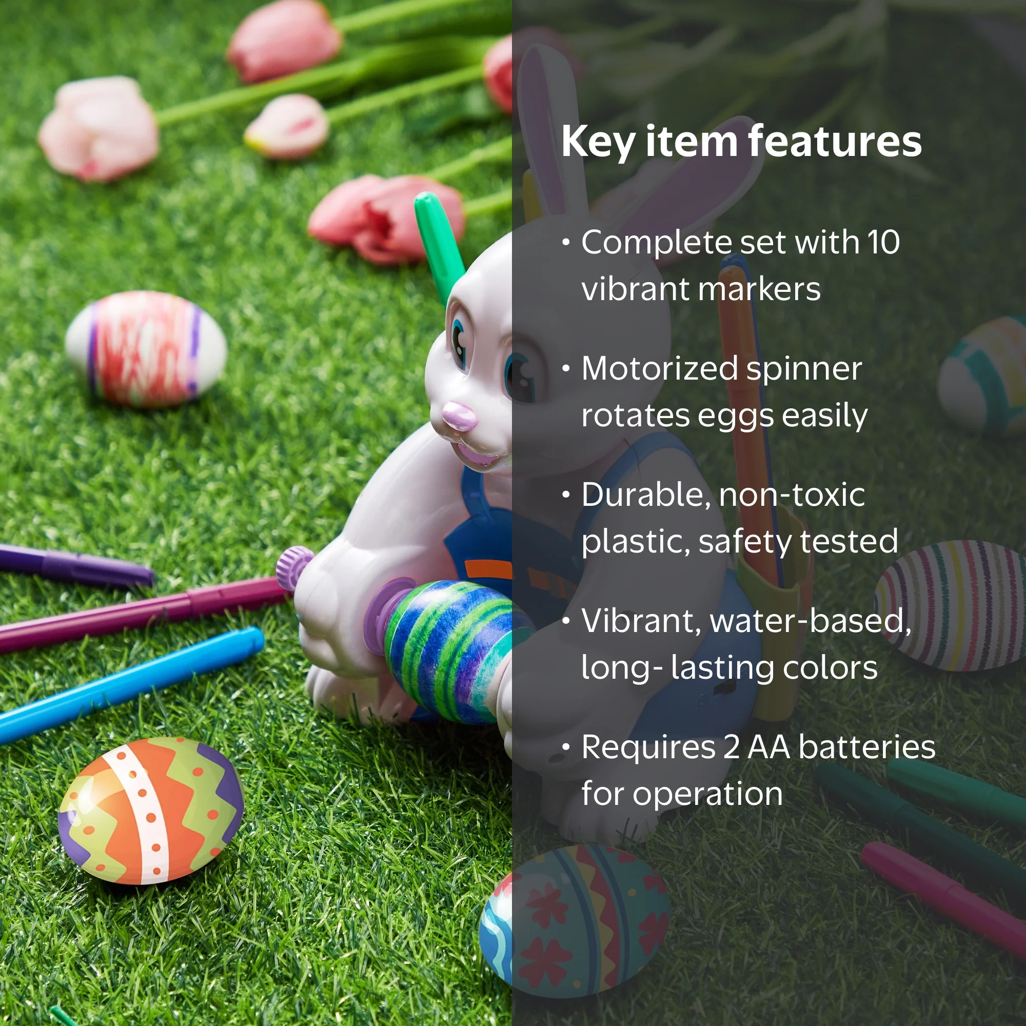 Joyfy Motorized Easter Egg Decorator Kit, Bunny Spinner, Non-Toxic