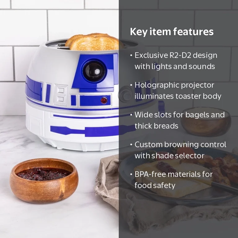 Uncanny Brands Star Wars R2-D2 Deluxe Toaster, Lights and Sounds