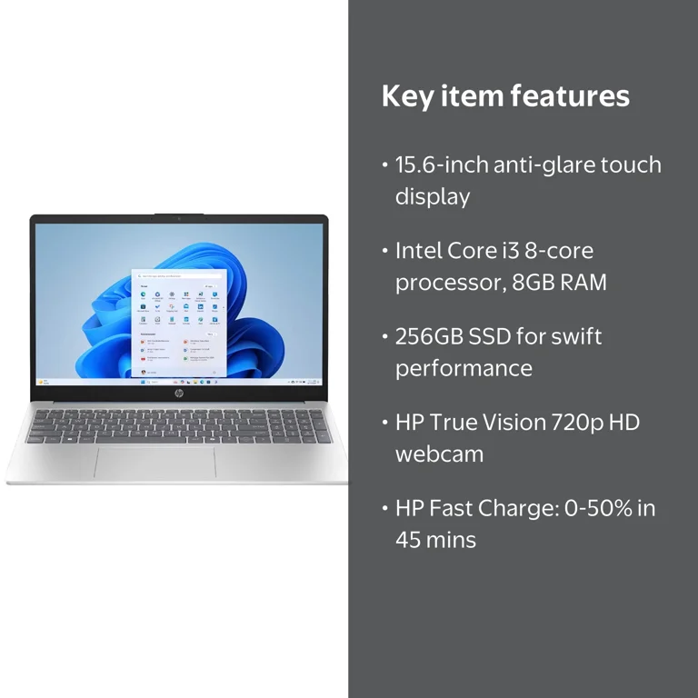 HP, 15-FD0883NR Touch Screen Laptop, 15.6 inch, Blue - Walmart.com