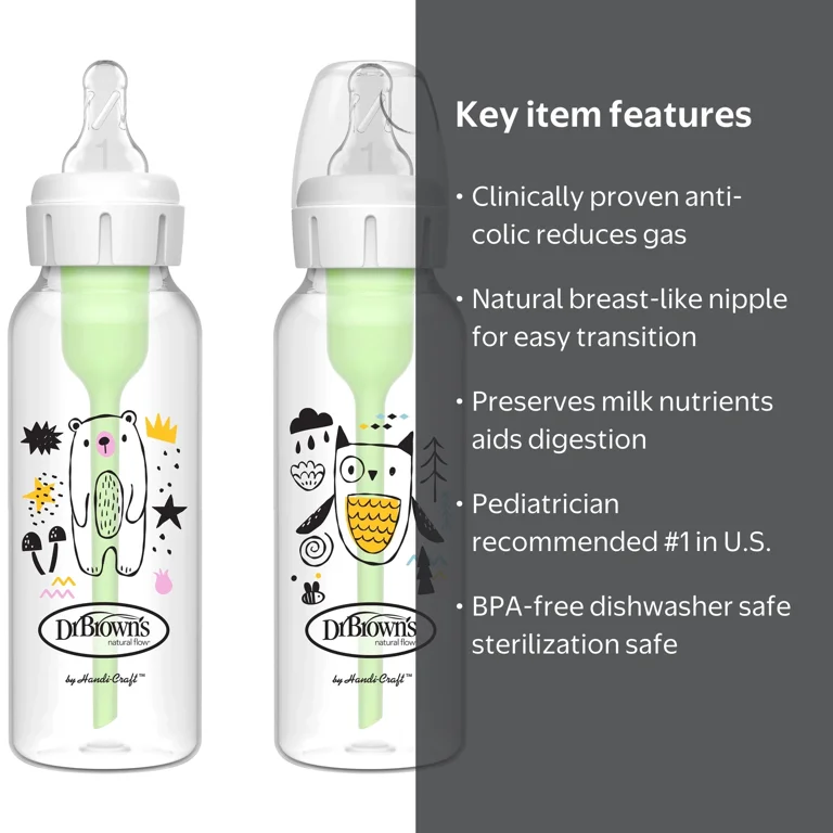 Dr. Brown's Natural Flow Anti-Colic Options+ Narrow 8oz/250ml, 0m+