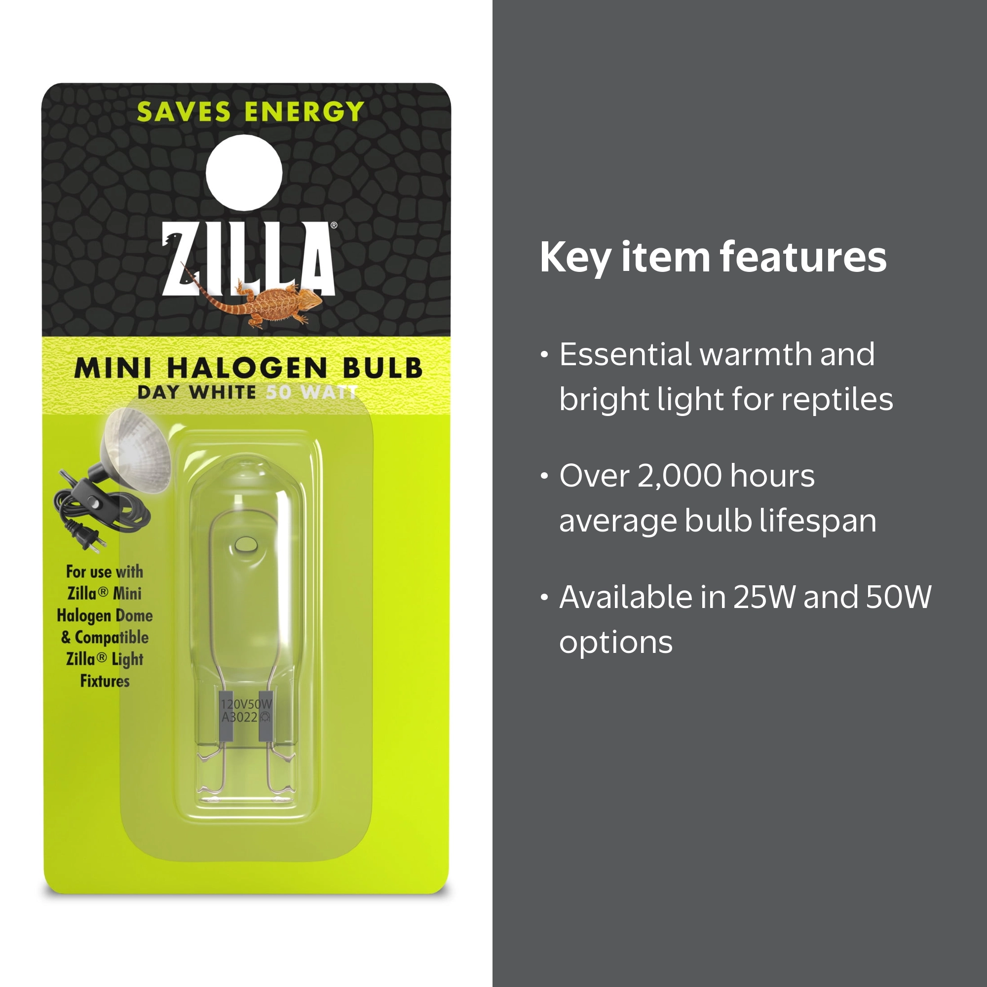 Zilla Mini Halogen Bulb Day White 50 Watt - Walmart.com