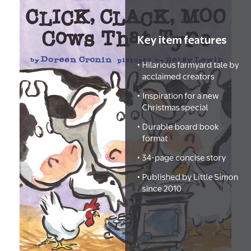 Doreen Cronin, Click Clack Moo Cows That Type Board Book - Walmart.com