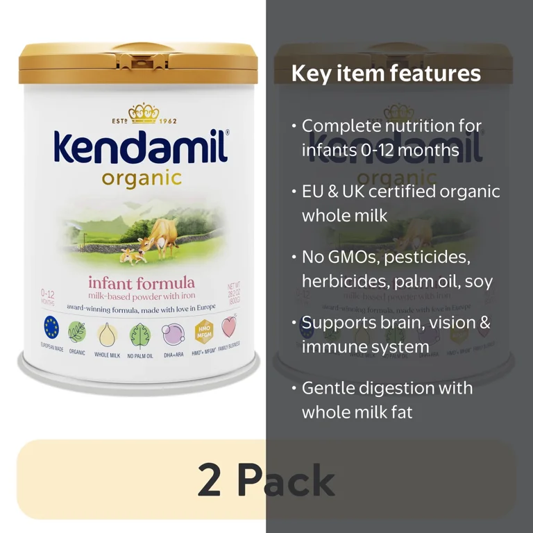 2 pack) Kendamil Organic Whole Milk Infant Formula Powder