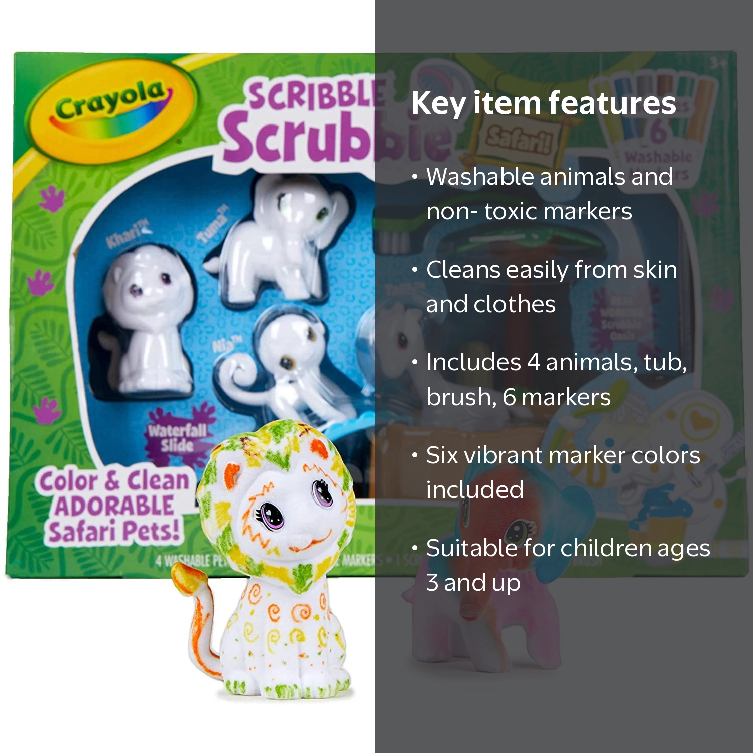 Crayola Scribble Scrubbie Safari Tub Play Set with 4 Animal