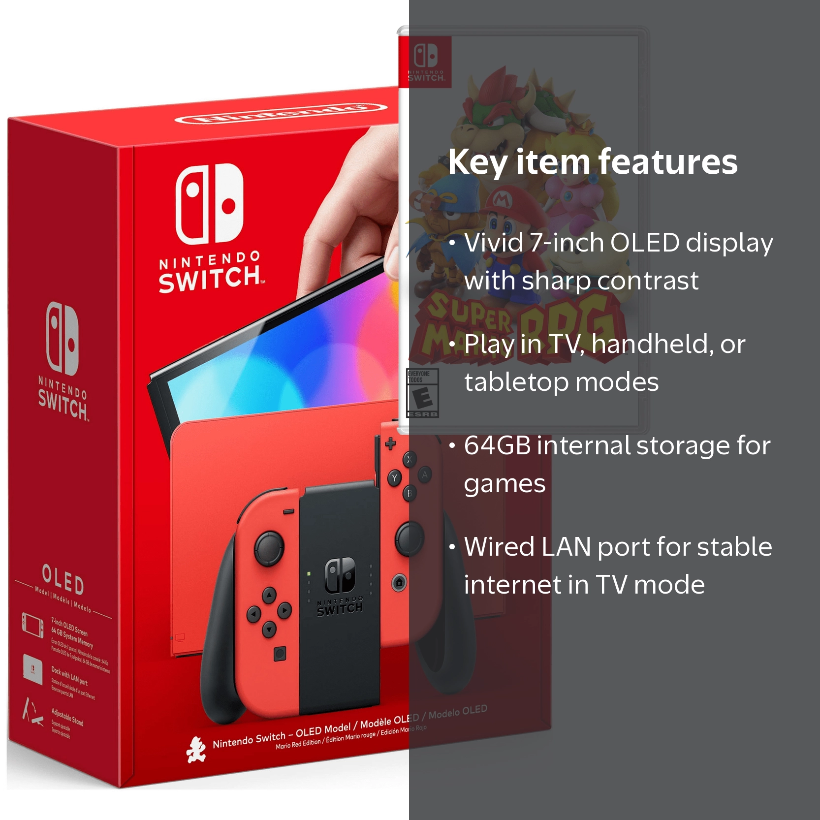 Nintendo Switch OLED Model - Red Edition Family Console with Super