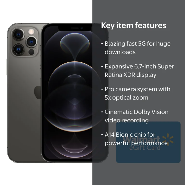 Verizon iPhone 12 Pro Max 128GB Graphite - Walmart.com