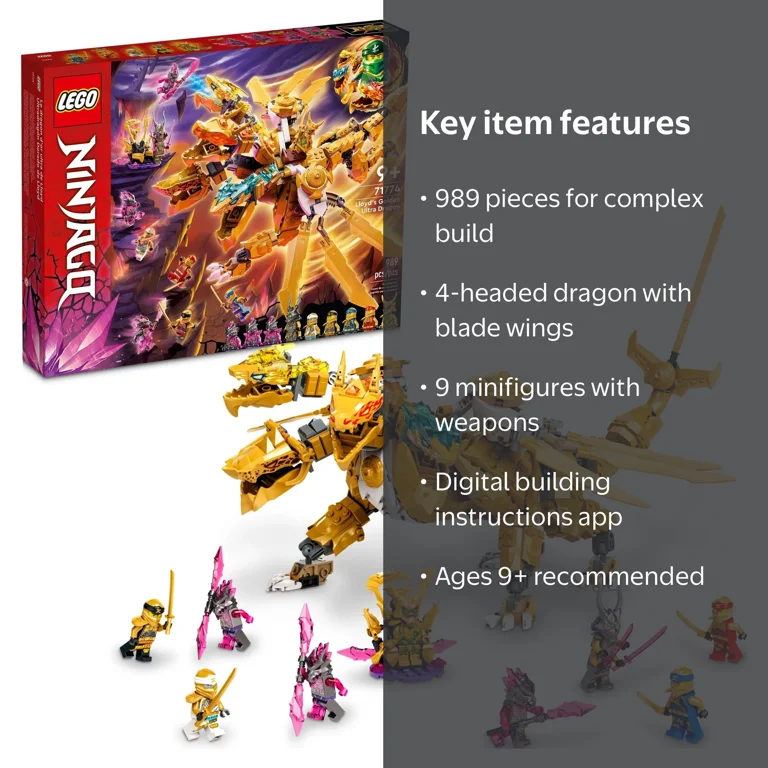 LEGO NINJAGO Lloyd's Golden Ultra Dragon Toy, 71774 Epic Battle