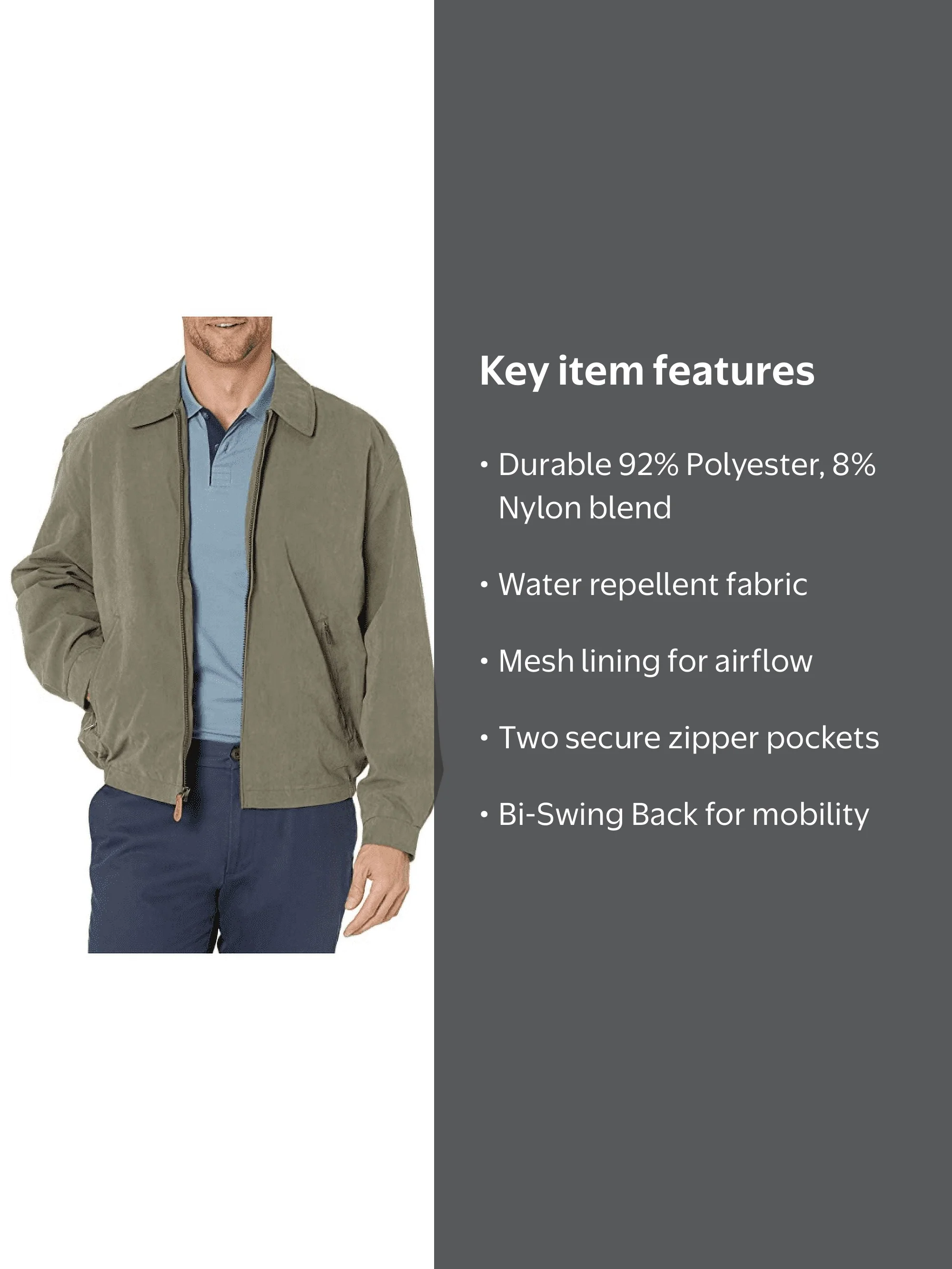London Fog - Golf Jacket - Olive, XL - Walmart.com