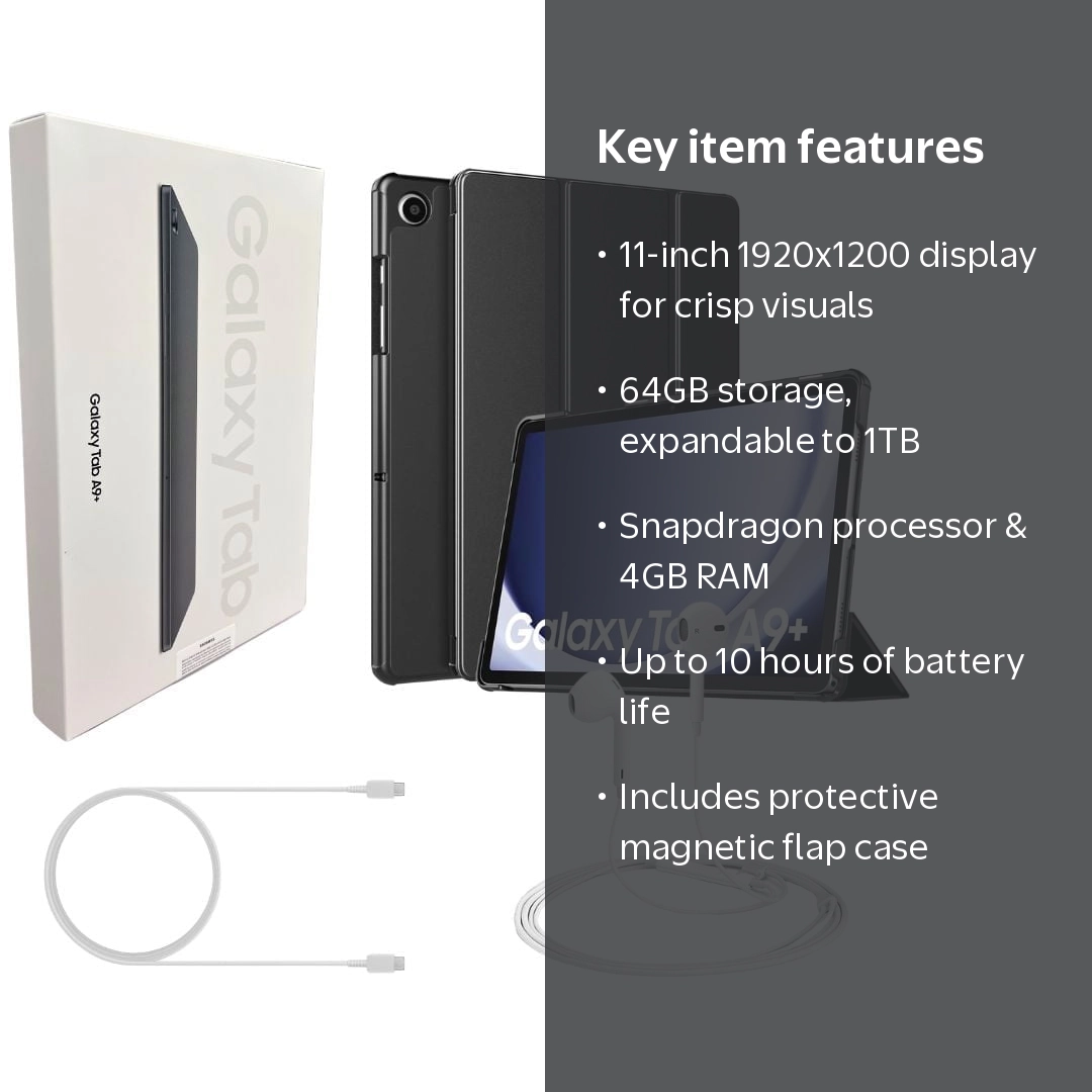 Galaxy Tab A9+ 64GB グラファイト ケース＆microSD付 Samsung Galaxy Tab A9+ 11.0