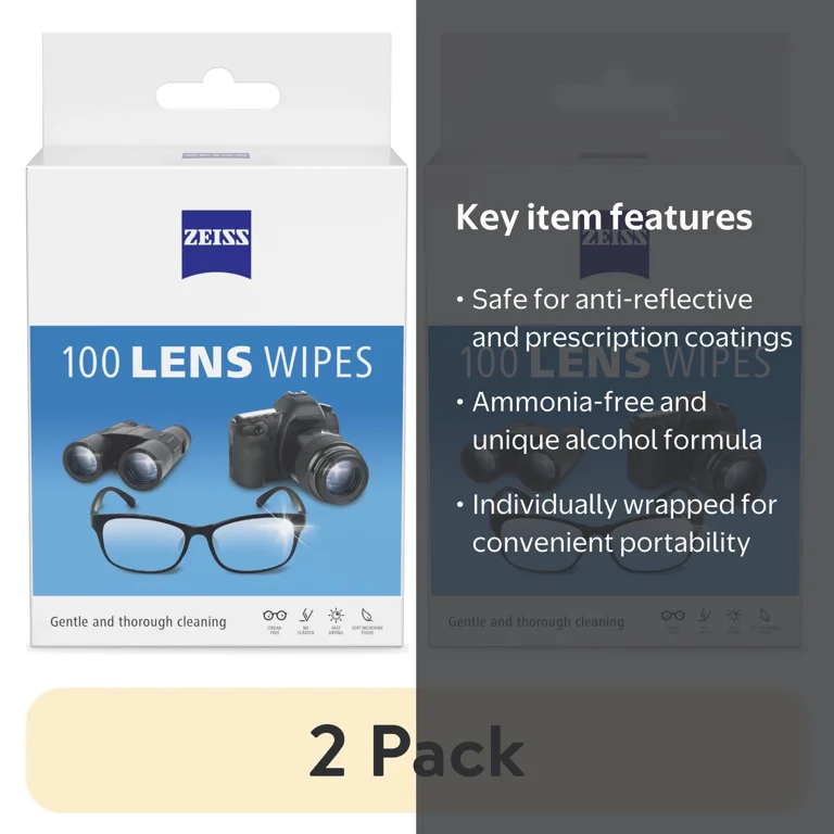 2 pack) ZEISS Gentle and Thorough Cleaning Eyeglass Lens Cleaner