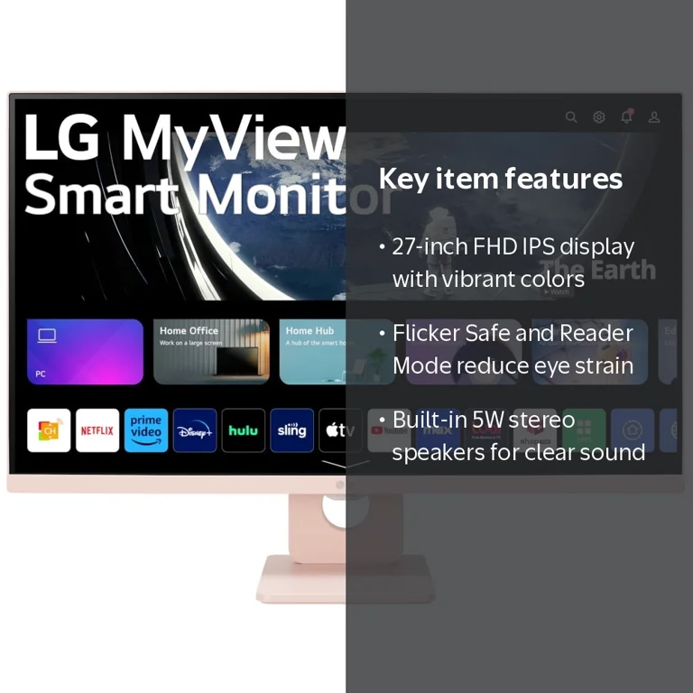 LG 27 inch Full HD IPS MyView Smart Monitor with webOS, 1.8 Inches