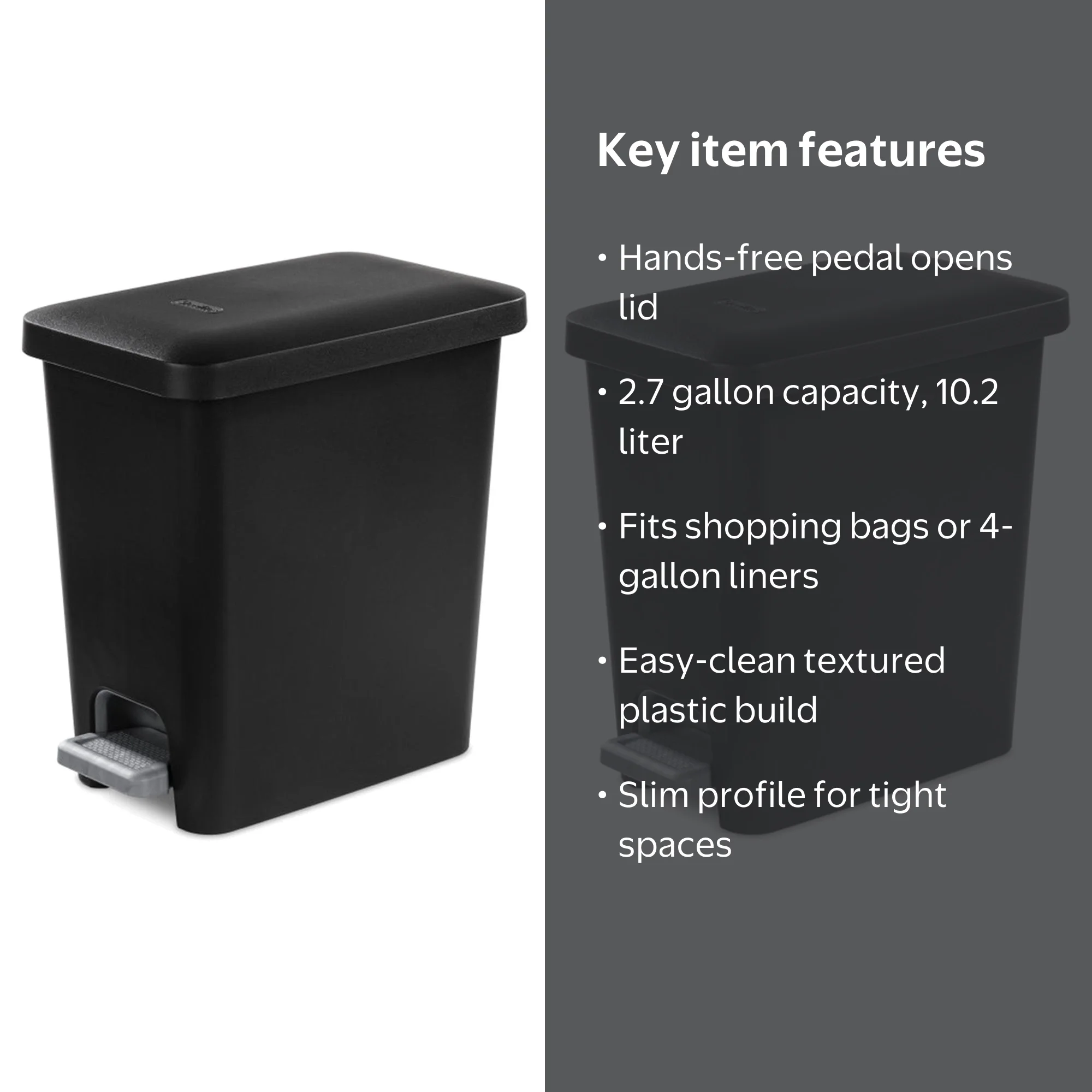 Sterilite Rectangular Step On Wastebasket - 2.7 Gal - 2 Pack