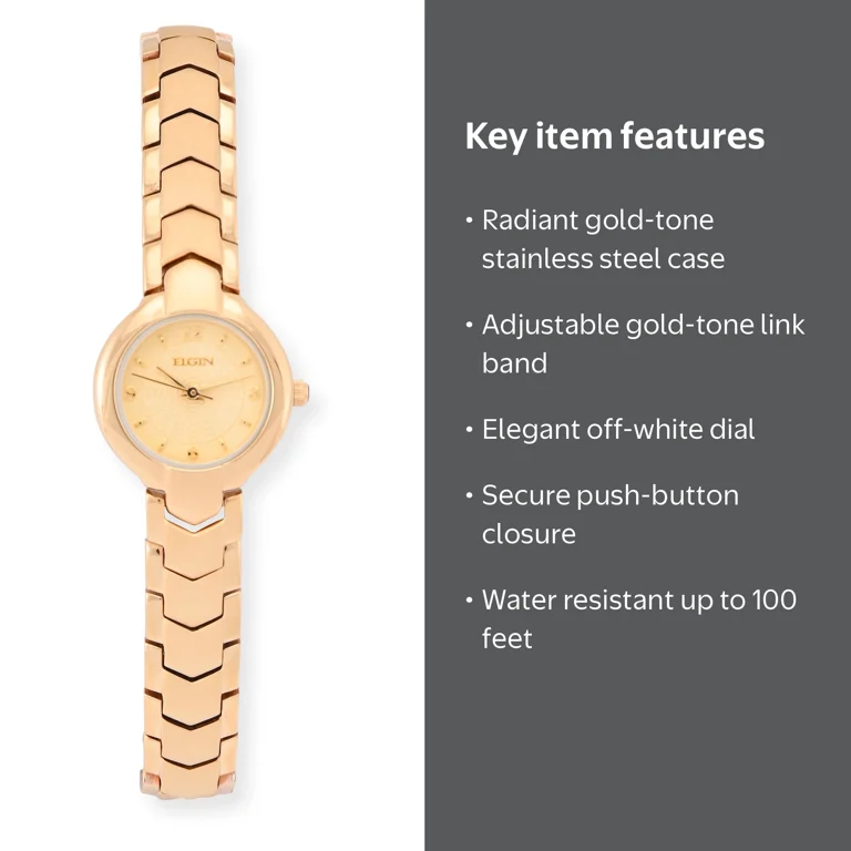 Elgin Adult Female Casual Analog Watch in Gold and Sold Link
